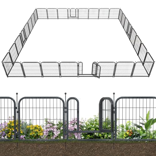 Metal Garden Fence with 28 Panels 4 Gates Outdoor Dog