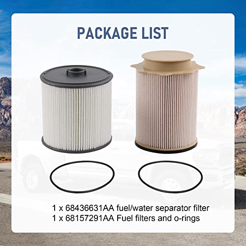 Image of 6.7 Cummins Fuel Filter Compatible with Ram 2500 Diesel Engines 2019-2022 | Fuel Filter Water Separator Set Replacement For Ram 3500 4500 5500 Diesel Engines 2019-2022, Replace 68157291AA 68436631AA