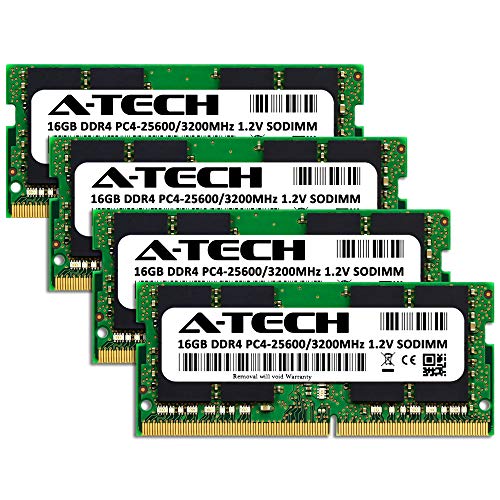 Image of A-Tech 64GB (4x16GB) DDR4 3200 MHz SODIMM PC4-25600 (PC4-3200AA) CL22 Non-ECC Laptop RAM Memory Modules