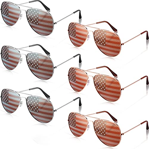 Weewooday 6 Pairs Patriotic American Flag Sunglasses for Man and Woman July 4th Series Sunglasses Patriotic Party Favors Supplies Memorial Day Independence Day Decorations 4th of July Accessories - Main Image