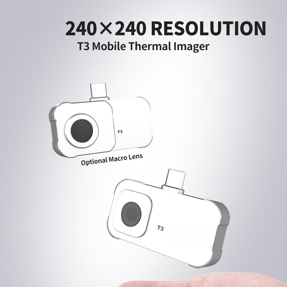Cámara de imagen térmica T3 para teléfono móvil, resolución de 240 x 240, alta frecuencia de fotogramas de 25 Hz, rango de -20 a 550 C con lente magnética (T3)