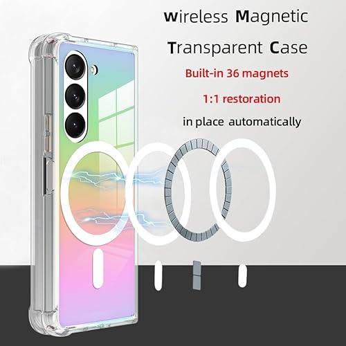 Miniatura 3 de tharlet Funda magnética diseñada para Samsung Galaxy Z Fold 5 de color transparente compatible con MagSafe parte trasera dura y parachoques suave,