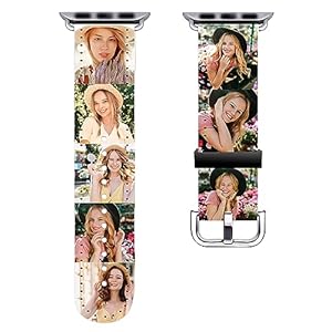 shumei Custom Photos Bands For Apple Watch 38mm 40mm 41mm 42mm 44mm 45mm for Women Men Personalized Soft PU Leather Sport Loop Replacement Wrist Strap for iWatch Series 7/6/5/4/3/2/1
