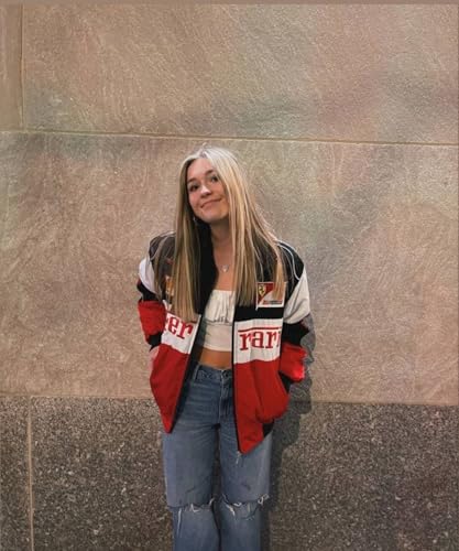 Image of ZYROX Red& White F1 Speed Printed Jacket | Motorsport & Streetwear Fusion | Racing Jacket with Patches, Full Zip Hooded Motorsport Style Outerwear RED