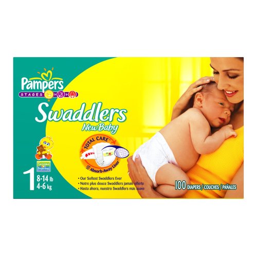 Pampers Swaddlers Diapers, Size 1, 100-Count