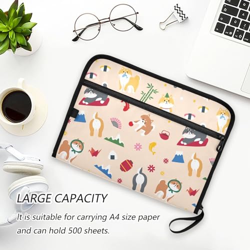 Pastas de arquivo de cachorro Shiba Inu com desenho animado, pastas de plástico com 13 bolsos, pasta