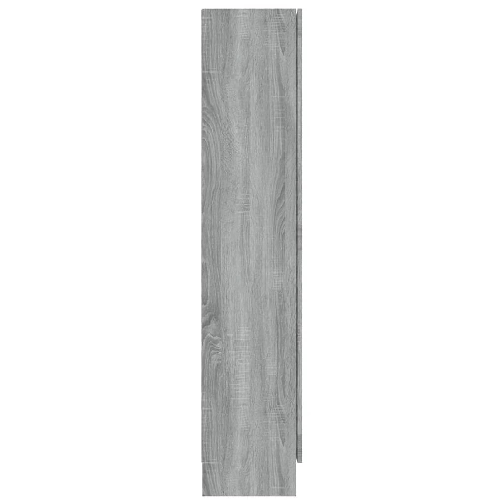 Gecheer Mobile Vetrina, Grigio Sonoma 82,5x30,5x150 cm, Legno Multistrato, for Soggiorno