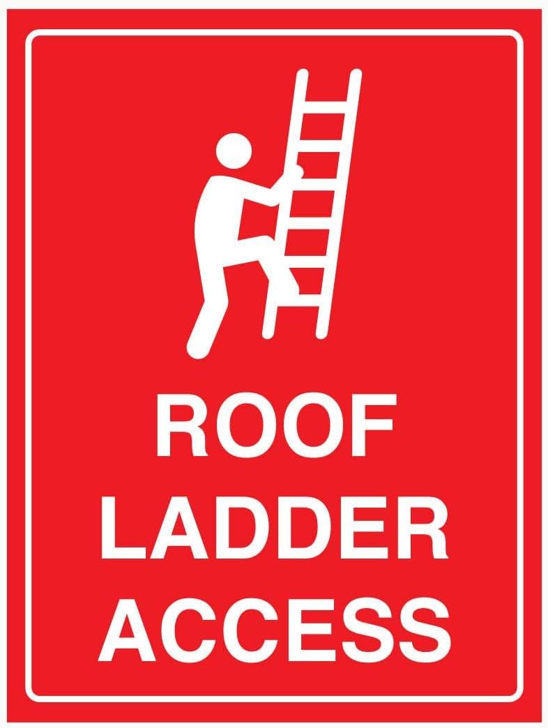 Roof Ladder Access Notice Sign, Industrial Commercial Access Tip Metal Tin Sign 12x8 Inch