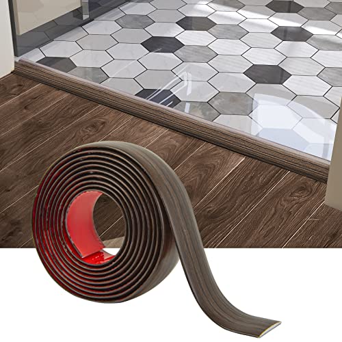 Art3D Self Adhesive Vinyl Floor Transition Strip, Laminate Floor Strip Floor Flat Divider Strip For Joining Floor Gaps,Carpet Threshold Transition,Floor Tiles（10 Ft, 1.57In, Brown） #TOP21