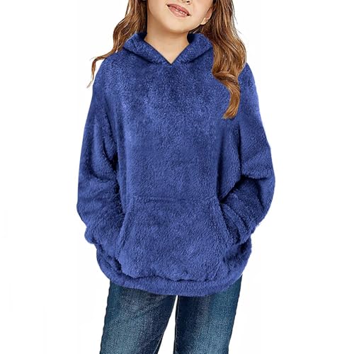 Girls Casual Long Sleeve Hoodies Fall Winter Fleece Pullover Hooded Sweatshirts Pockets Sweatshirt Tops 4-14 Years