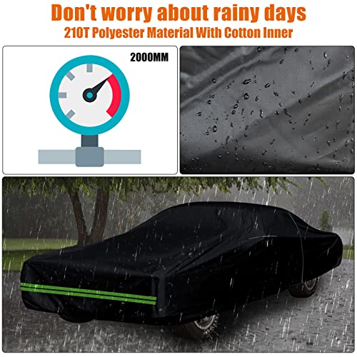 Image of Waterproof Car Cover Compatible with Chevrolet Monte Carlo LS /SS 1978-1988, 210T All Weather Classic Car Covers with Zipper Door & Lock for Snow Rain Protection