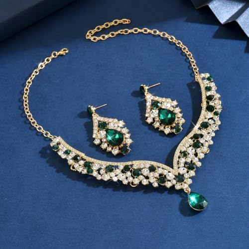 Image of Shning Diva Fashion Stylish Crystal Jewelllery Set for Women | Statement Necklace with Matching Teardrop Earrings | Luxury Elegant Wedding Party Choker Jewelry