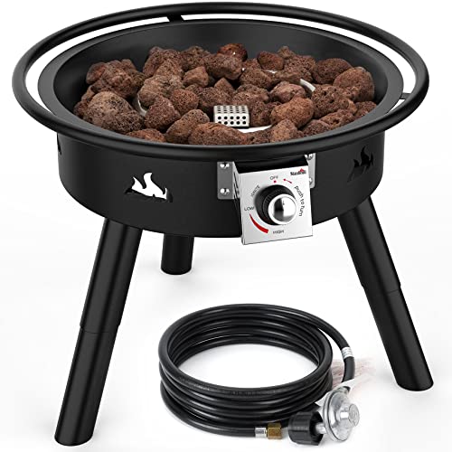 Stanbroil 22Inch Outdoor Propane Gas Fire Pit with Lava Rocks, 50,000