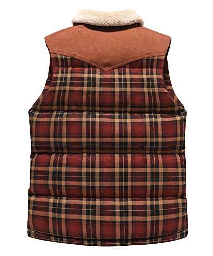 Hypestfit Men's Western Puffer Vest Corduroy Yoke Quilted Vest Cotton Padded #TOP2