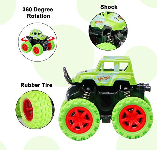 Image of Zest 4 Toyz Unbreakable Toys 4Wd Mini Monster Trucks Diecast Inertial 360 Degree Rotating Off-Road Climbing Vehicle| Toy Car For Kids (Set Of 4),Multicolor
