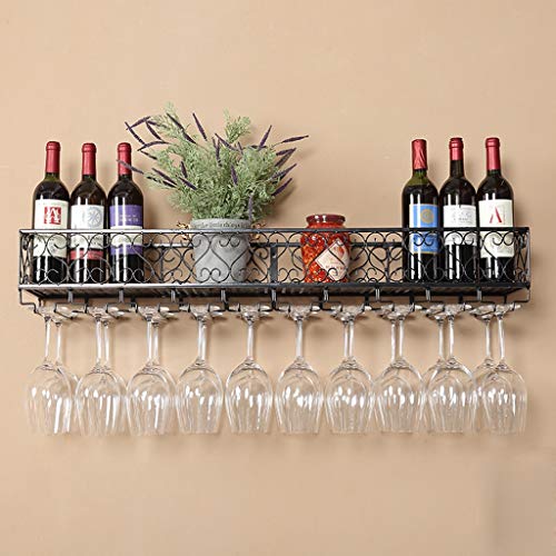 All Rack,All Bottle Rack Glass Rack Cabt Kitchen Bar Floating Shelves,All Mounted Storage Organizer Shelf (Color : Black, Size : 80×25cm(32×10)