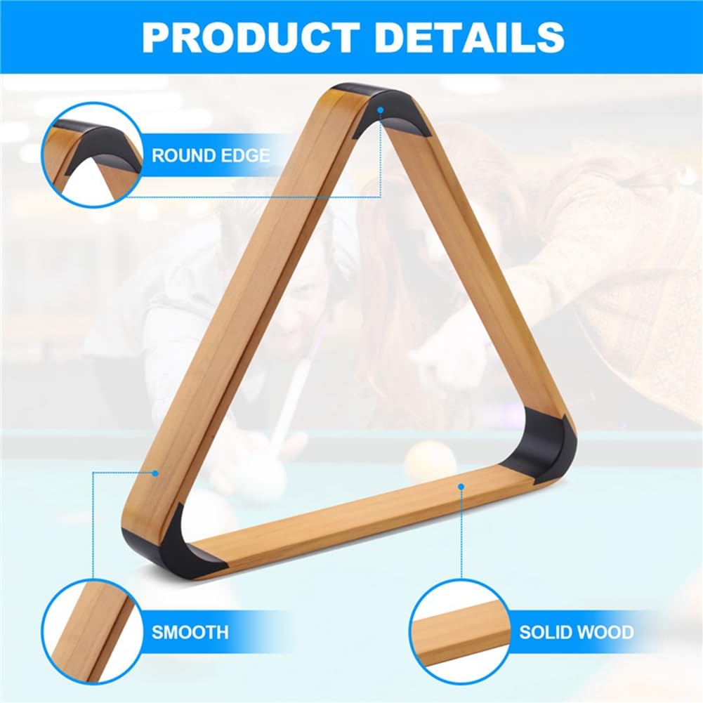 RESFNSE Wooden Billiard Ball Rack Solid Triangle Rack Pool Ball Racks ...