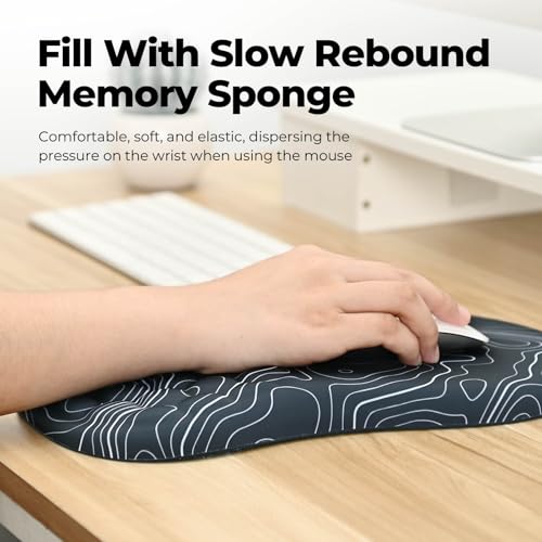 Image of EooCoo Mouse Pad Wrist Support with Massage Design,Ergonomic Mouse Mat,Mousepad Wrist Rest Pain Relief with Memory Foam&Non-Slip Silicone Base,Gaming Mouse Pads for Desk Accessories (12x8 inch,Stripe)