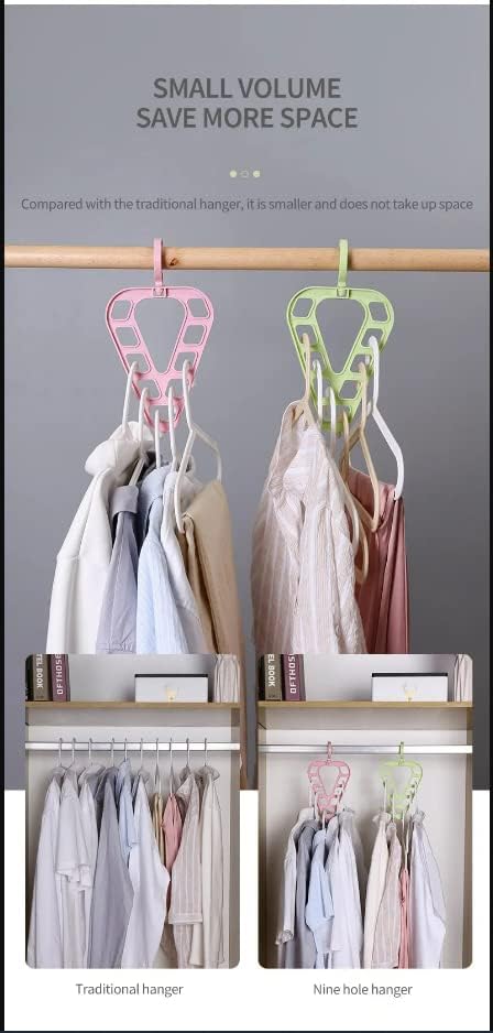 Miniatura 4 de Organizador y almacenamiento de armario, organizador de perchas, multifuncional, giratorio, antideslizante, 9 agujeros, colgador de ropa de