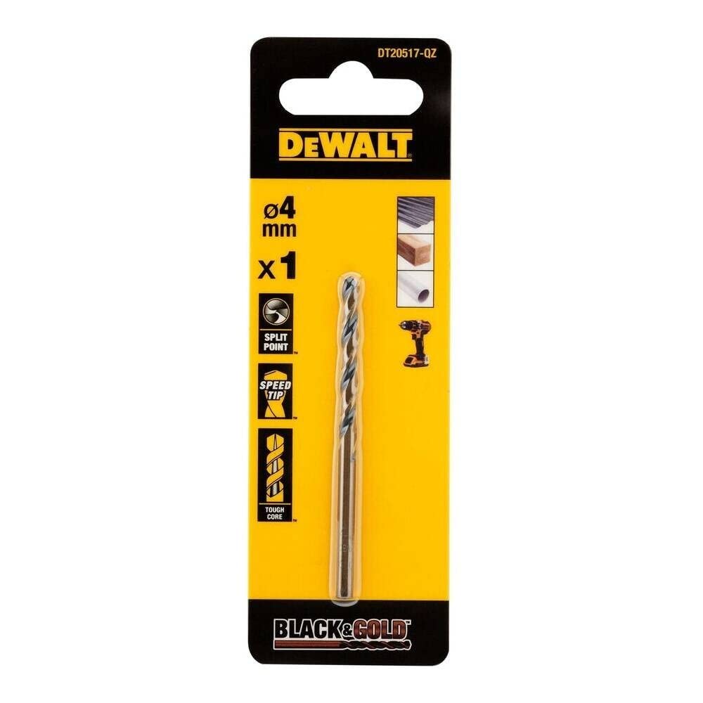 DEWALT BLACK GOLD HSS Drill Bit 4.0mm For Plastic Wood And Metal DEWDT20517QZ