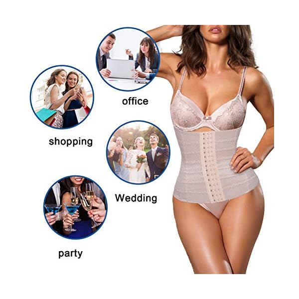 Nebility-Women-Waist-Trainer-Shapewear-Tummy-Control-Waist-Cincher-Slim-Body-Shaper-Workout-Girdle-Underbust-Corset Nebility Womens' Waist Trainer Tummy Control Waist Cincher Slim Body Shaper (Beige, M)