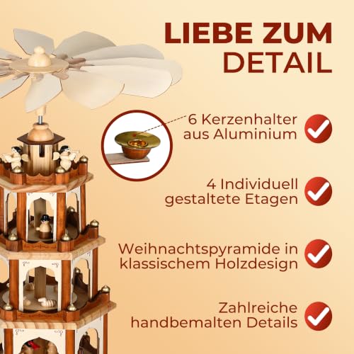 CASARIA Weihnachtspyramide aus Echtholz 4 Etagen – Ansicht 6