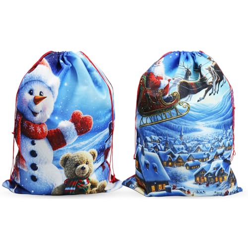 2er-Pack große Weihnachtssäcke, 50x70cm Jute-Leinen Geschenkbeutel...