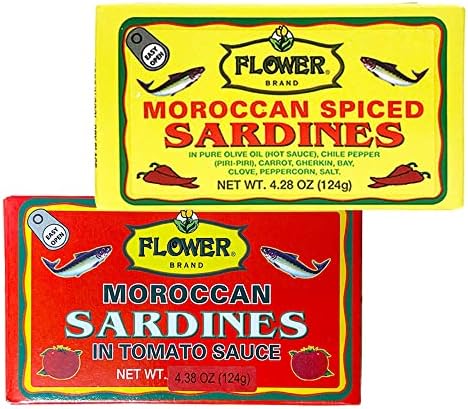 Flower Brand Morocco Spiced Sardines Olive Oil and Tomato Sauce Wild Sardines Canned 4.38 oz（Pack of 10）