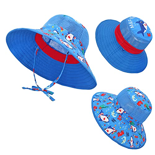 Baby Sun Hats Reversible - Mesh Breathable Summer Upf 50+ Protection Sun Hat Wide Brim For Toddler Kids Boys Girls Beach Cap Shark #TOP4