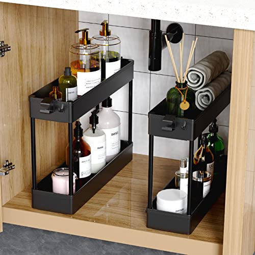 SPACEKEEPER Slim Rolling Storage Cart 4 Tier Bathroom Organizer Cart Mobile Shelving Unit Slide Out Utility Cart for Kitchen, Bthroom, Makeup, Craft, Laundry Narrow Places, Black by SPACEKEEPER - Image 3