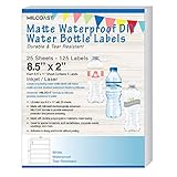 Milcoast Matte Waterproof Tear Resistant DIY Water Bottle Labels 8.5