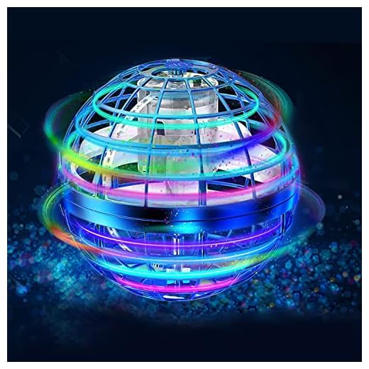 Flying Ball Toys,360°Rotating Hand Controlled Flying Orb Ball Toys Magic Led Lights Controller Mini Drone Flying Toy Spinning UFO Safe for Kids Adults Indoor Outdoor (Blue)