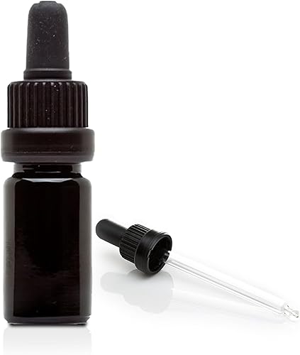Infinity Jars botella de vidrio negra ultravioleta de 30 ml (1 fl oz) con tapa cuentagotas, Negro