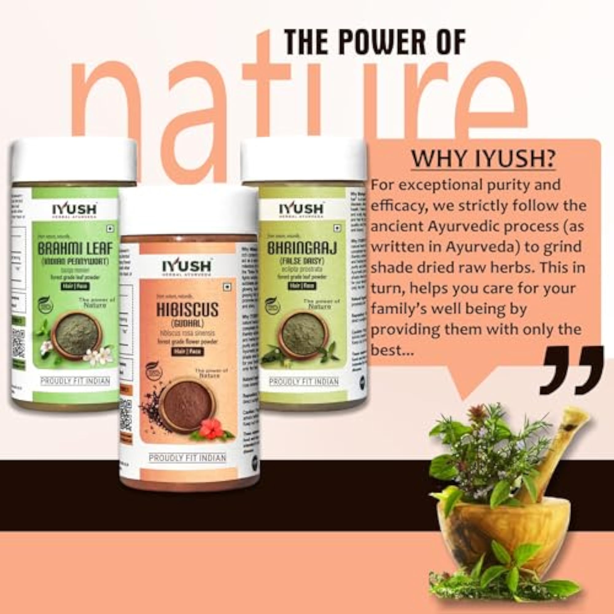 Brahmi Bhringraj Hibiscus Powder for Hair Volume