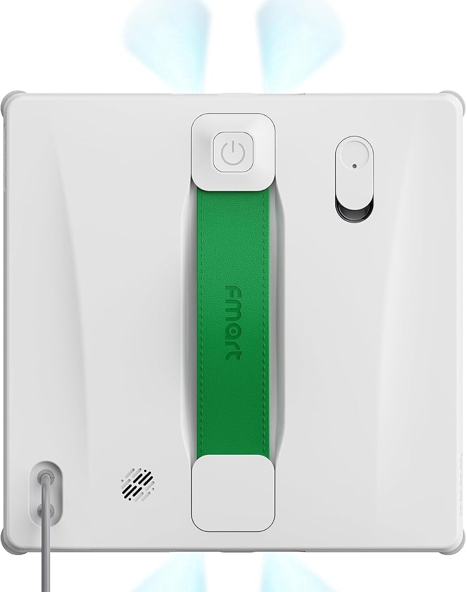 FMART W8 Compact Window Cleaning Robot with 4 Ultrasonic Water Sprays | 8000Pa, Ultra-Slim 2.36 in, 2mm Edge-Cleaning Route, <60dB, AI Path Planning, 9-Stage Safety Anti-Fall,App & Remote Control