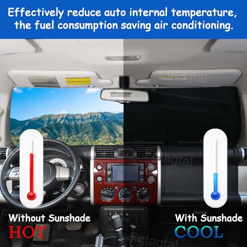 Image of Windshield Snow Cover Fit for Toyota FJ Cruiser 2007-2021, Front Windshield Cover for Ice and Snow, Auto Extra Thick Windshield Ice Cover Protects Windshield from Rain, Sun, Frost (Black)