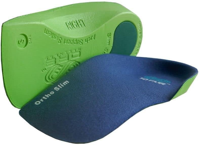 Narrow 3/4 Length Orthotic Insoles. High Performance. Comfort Fit. Weak & Fallen Arches. Flat Feet & Plantar Fasciitis. Arch Support (L 9-10.5 Green)