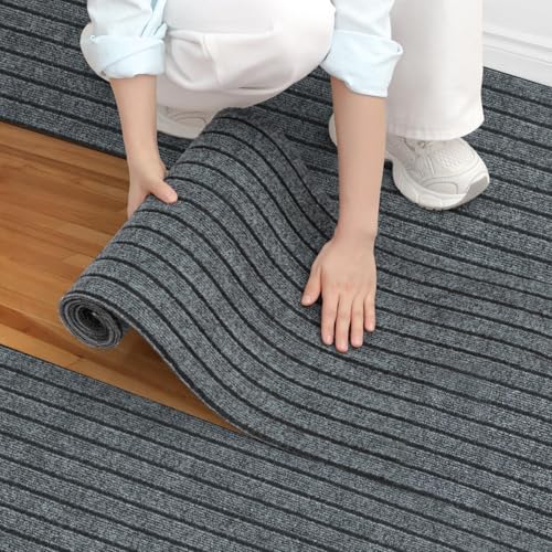 Peel and Stick Carpet Roll Gray Stripe