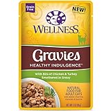 Wellness Healthy Indulgence Natural Grain Free Wet Cat Food, Gravies Chicken & Turkey, 3-Ounce Pouch (Pack Of 24)