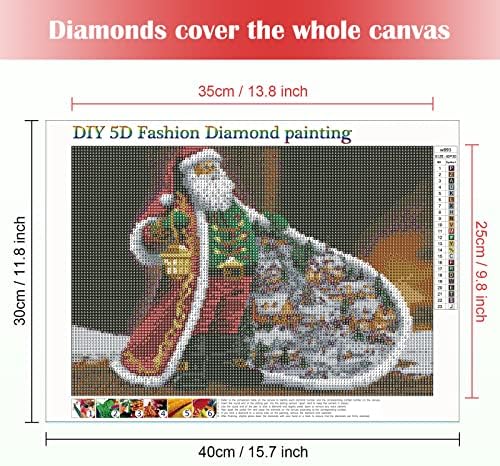 MXJSUA DIY 5D Diamond Painting by Number Kits Full Drill Diamond Painting Kits for Adults Christmas Rhinestone Diamond Art Pictures Arts Craft Gem Painting for Home Wall Decor Santa Claus 30x40cm