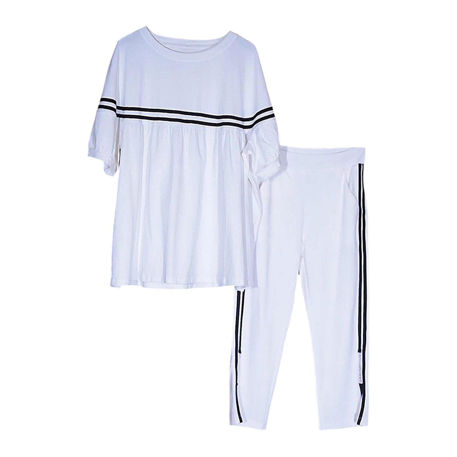 nivaa Women 2 Piece Outfits Casual Clothes Soft Sweatsuit for Party Vacation M White-picture-25