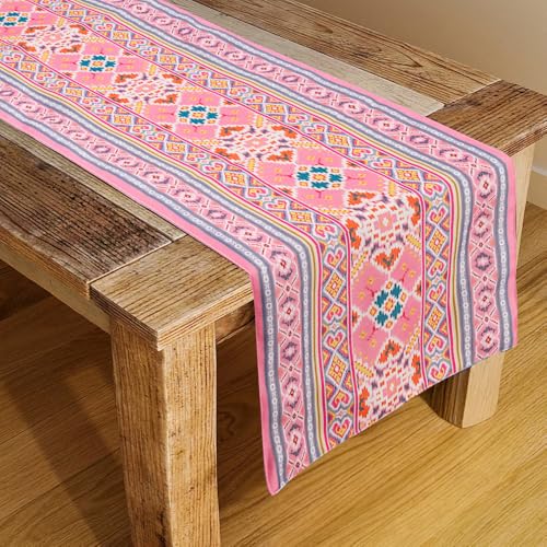 Image of HOMADORN Premium Digital Printed Table Runner - Double Layered Durable Fabric, Elegant Dining & Coffee Table Decoration, Fade-Resistant Prints, Easy Care (13X60 Inches ( 4 Seater), Boho Bliss)