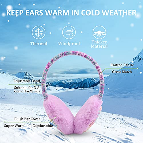 Winter Earmuffs For Kids Outdoor Boys Knitted Ear Cover Plush Toddler Girls Ear Warmer 3-8 Years (Purple) #TOP2