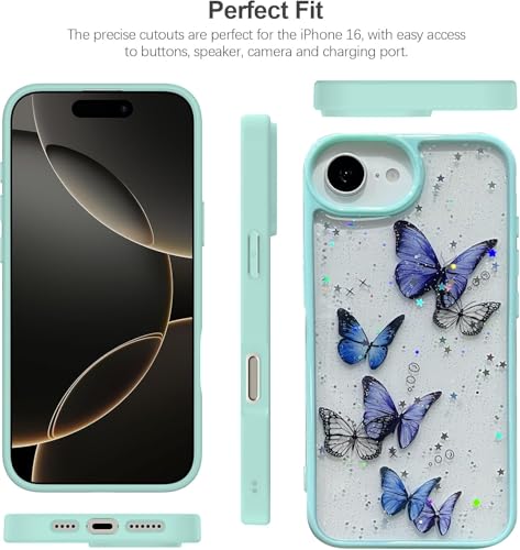 Image of VONZEE Electroplating Transparent Clear Logo Back Cover TPU Compatible with iPhone 17e / iPhone 16e Case, Compatible with Magsafe, Full Body & Camera Protection for Each Lens for Men & Women (Mint)