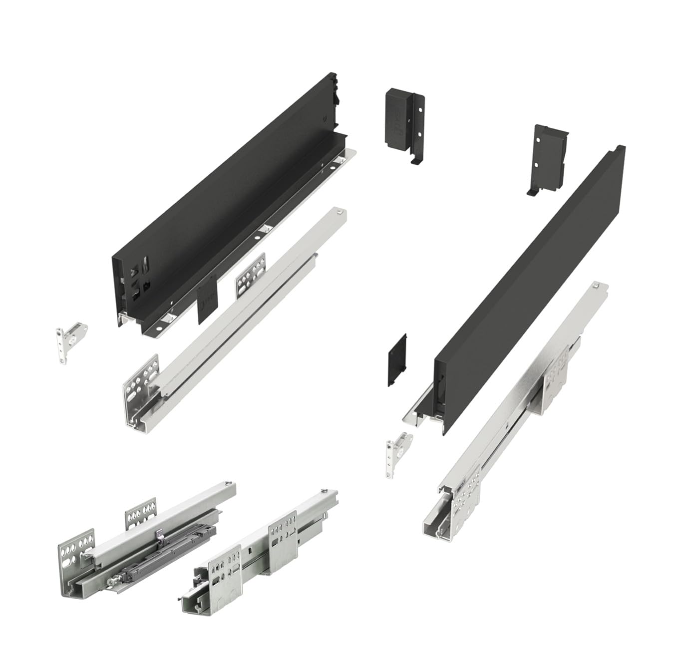 SOTECH Sistema di cassetti JUNKER SLIM con Push to Open (antracite, altezza 84 mm, profondità 350 mm, portata fino a 35 kg) cassetto con telai da 13 mm