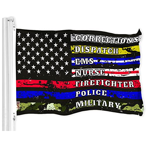 G128 Thin Line Civil Service Flag with Wording | 3x5 Ft | Duty Honor, LiteWeave Pro Series Printed 150D Polyester | Indoor/Outdoor, Vibrant Colors, Brass Grommets, Thicker and More Durable Than 100D