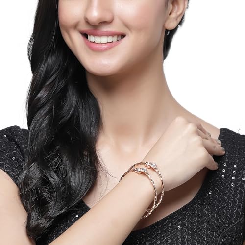 Rose Gold-Plated Peacock Kada Bracelets Set