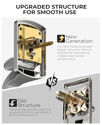 Image of Nickel Front Door Handle and Deadbolt Set, Front Door Lock Set | Heavy Duty Exterior Door Handle, Brushed Entry Locksets with Deadbolt, Exterior Door Lock with Lever, Easy Install, Universal