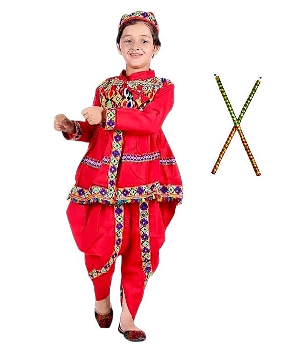 Gujarati Kedia With A Pair of Dandiya Sticks Combo – Traditional ...