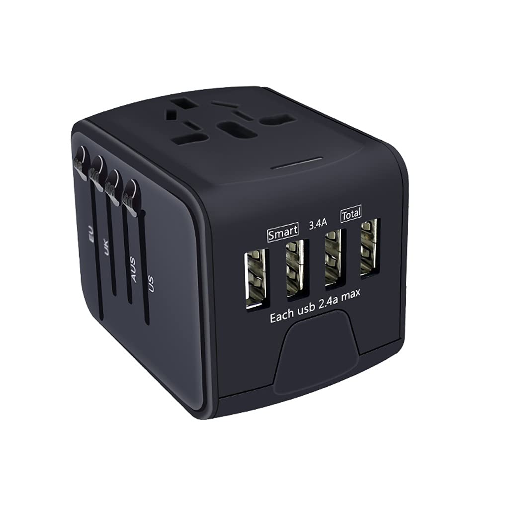 Adaptateur de voyage universel Adaptateur secteur international tout-en-un avec 4 USB, Adaptateur européen de voyage Chargeur d'adaptateur de voyage, adaptateur de voyage universel adaptateur de prise